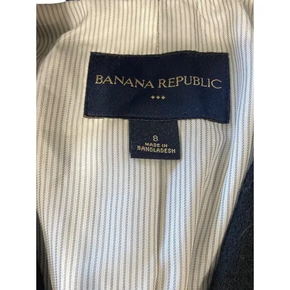 Banana Republic Wool Blazer Black Size 8 Y2K